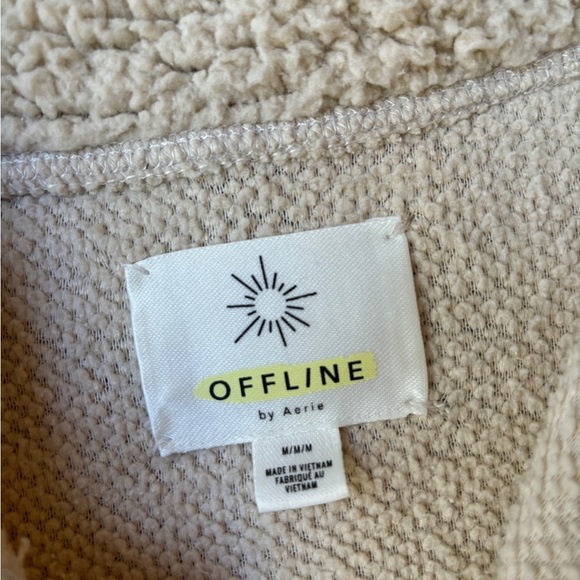 Aerie Offline Sherpa Cropped Quarter Zip Soft Oat Women's Size M - Picture 4 of 10